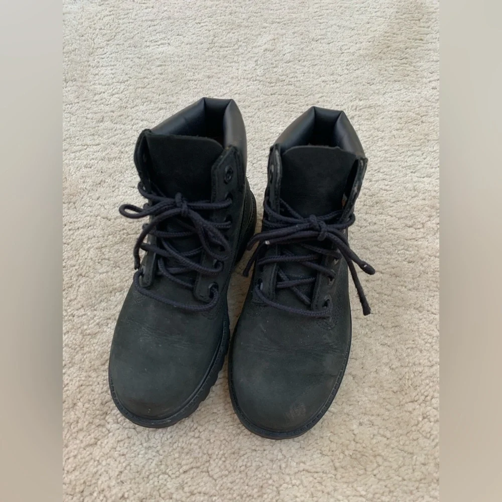 Timberland Toddler Size 10 Black Leather Primaloft Lace-Up Boots